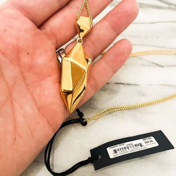 Cole Haan Geometric Gold Pendant Necklace, NWT Long Chain, Retail $98 - Picture 6 of 7